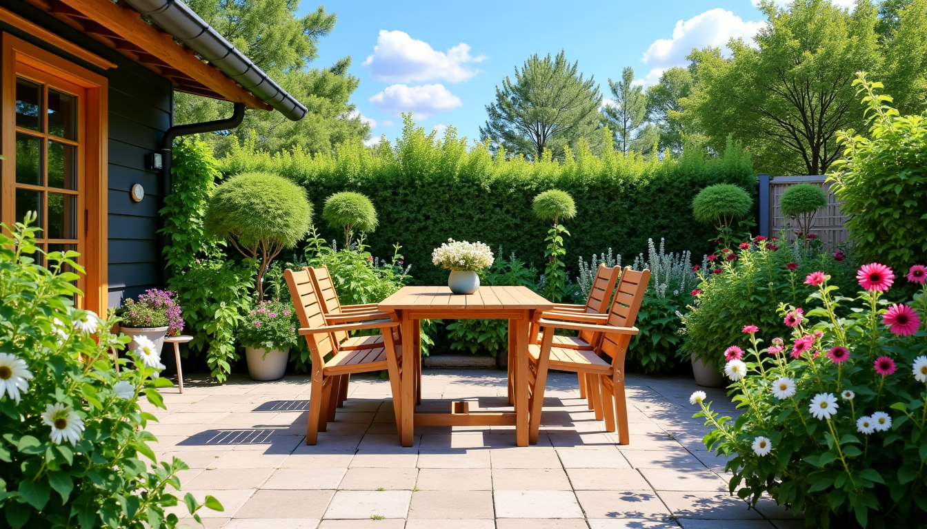 Illustration : une lasure ou une huile protectrice est recommandé — plein soleil ou ombre constante : choisir les meilleurs matériaux pour votre salon de jardin