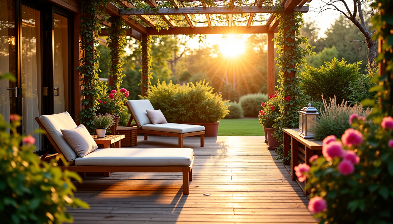 Illustration : sud, ouest (pour chaises et transats) nettoyage à — aménager sa terrasse selon le soleil : le guide complet pour bien choisir vos meubles de jardin