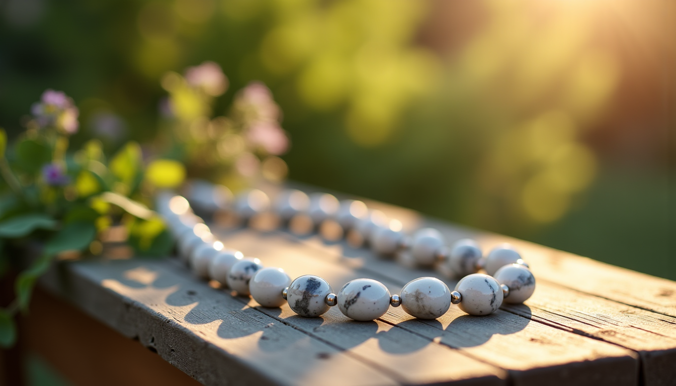 Illustration : la howlite est réputée pour ses propriétés apaisantes — meilleures pierres à porter en collier contre le stress