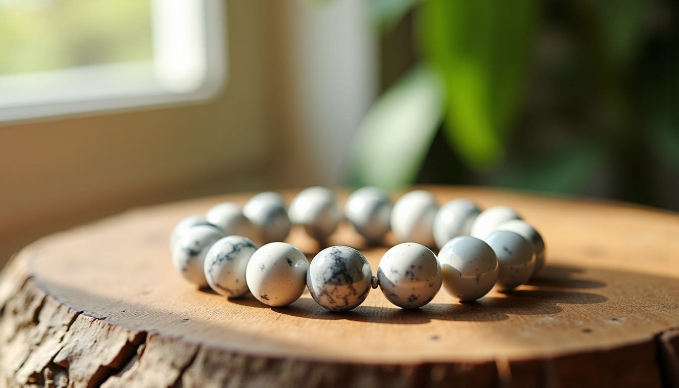 bracelet de lithothérapie pour accompagner une perte de poids — la howlite est également associée à l'élimination des