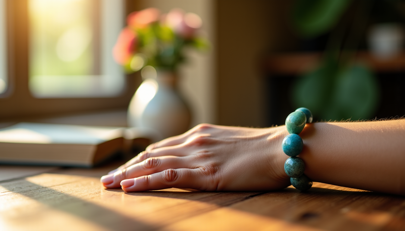 Illustration : s, y compris certaines compulsions alimentaires. elle favorise — bracelet de lithothérapie pour accompagner une perte de poids