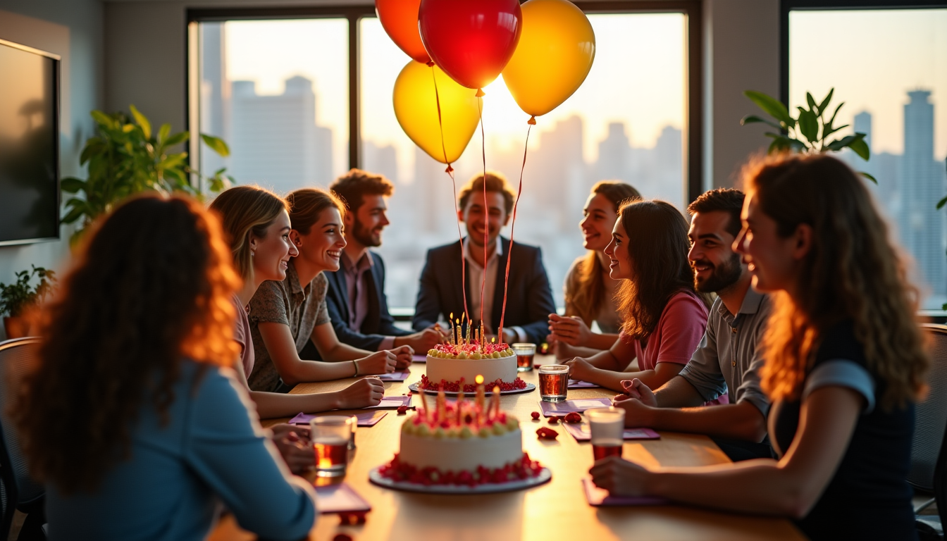 Illustration : conversations non professionnelles. célébrer les anniversaires et les — connexions virtuelles émotionnelles transforment-elles l'entreprise ?