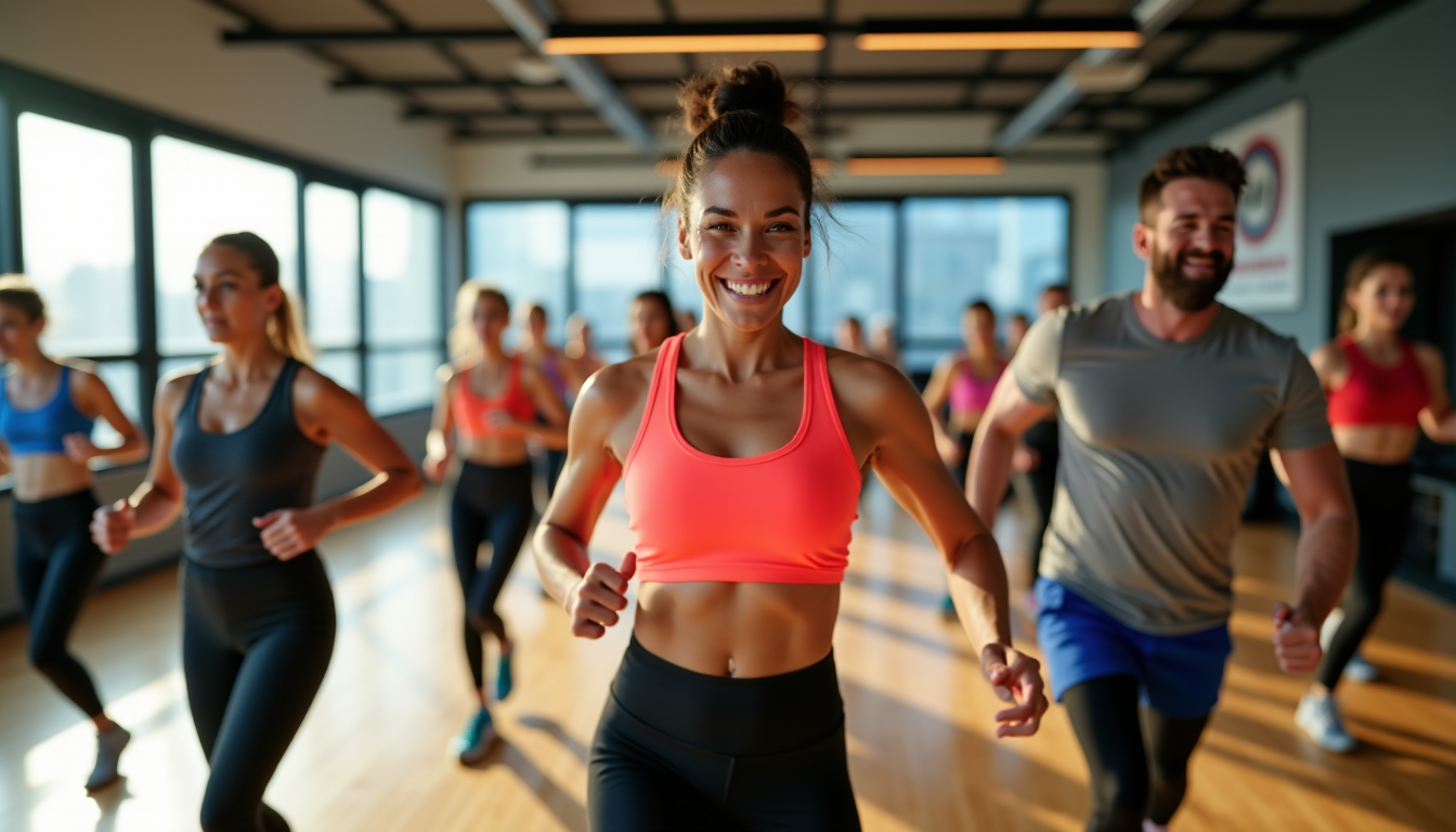 Illustration : nce athlétique. sh'bam : danse, cardio ludique, amélioration — cours les mills : pourquoi s’entraîner en groupe ?