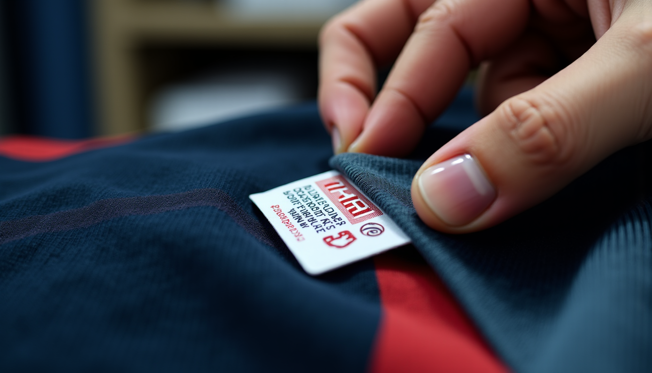 Illustration : ces étiquettes doivent être de bonne qualité, imprimées — vérifier l'authenticité de vos maillots psg 2026 2027 ?