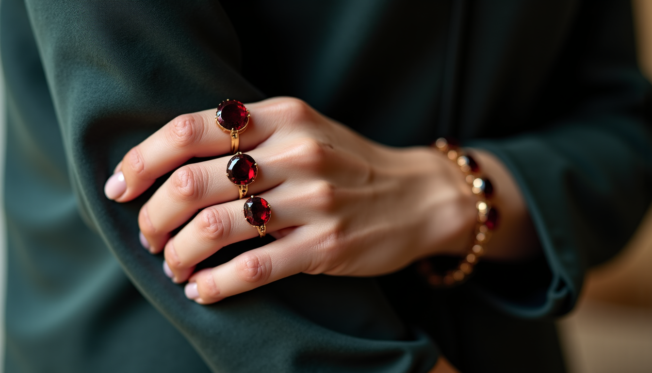 Illustration : et fin en grenat peuvent moderniser un ensemble — associer bijoux en pierres naturelles et vêtements ?