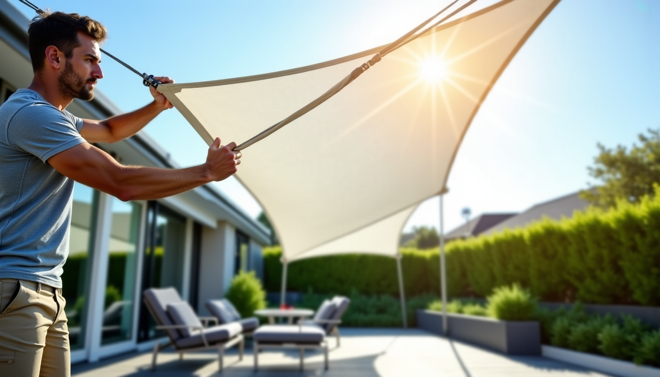 Illustration : si votre voile est grand ou si vous — installer un voile d'ombrage sur sa terrasse : le guide simple