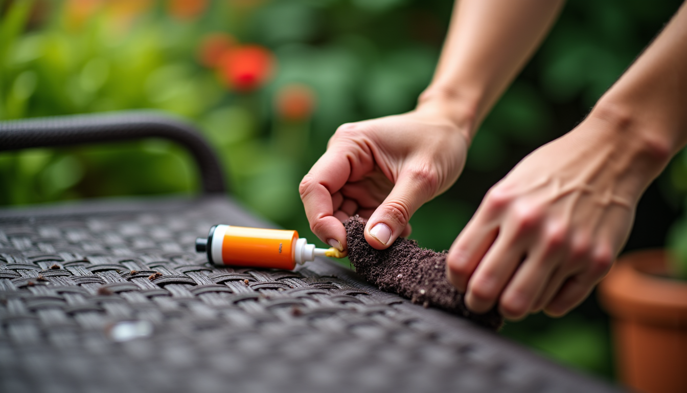 Illustration : n patch peut être créé à partir de — réparer un salon de jardin en résine tressée : le tutoriel facile