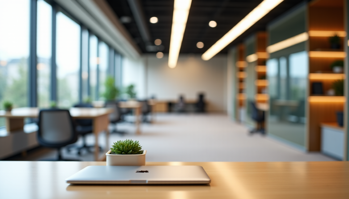 Illustration : les led sont particulièrement recommandées pour leur efficacité — l'espace et la luminosité grâce à la décoration de bureaux professionnels