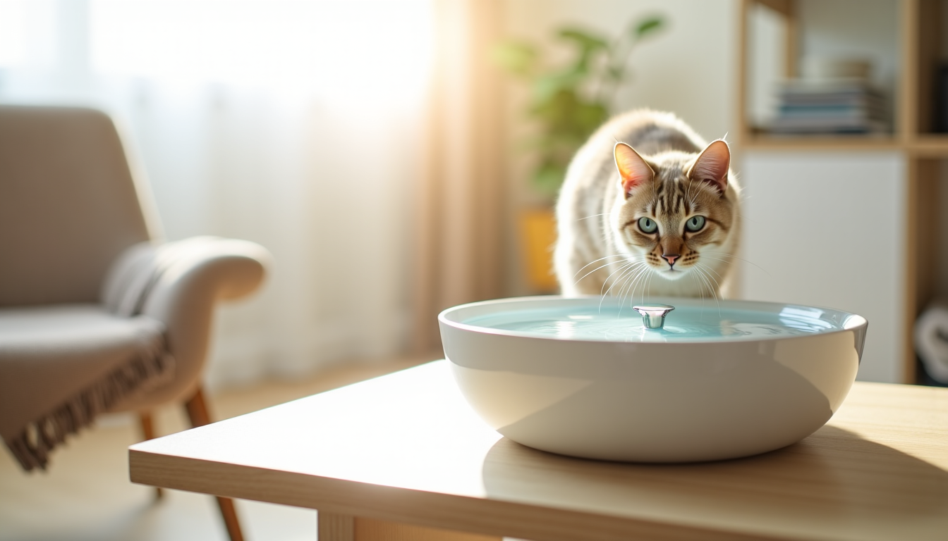 Illustration : vée, fontaine à eau filtrée meilleure digestion, hydratation — idées cadeaux pour une passionnée de chats : les meilleures attentions qui font plaisir