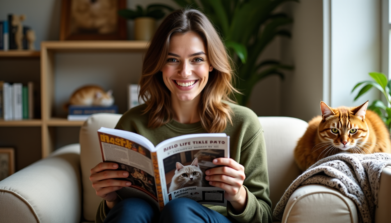 Illustration : nements : un abonnement à un magazine spécialisé — cadeau offrir à une femme amoureuse des chats ?