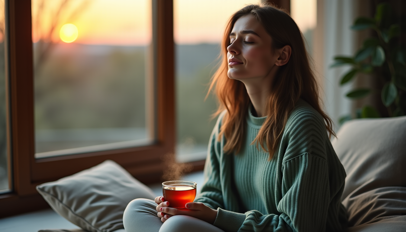 Illustration : es techniques de relaxation ou une tisane apaisante — équilibrez votre vie avec des gestes simples et efficaces