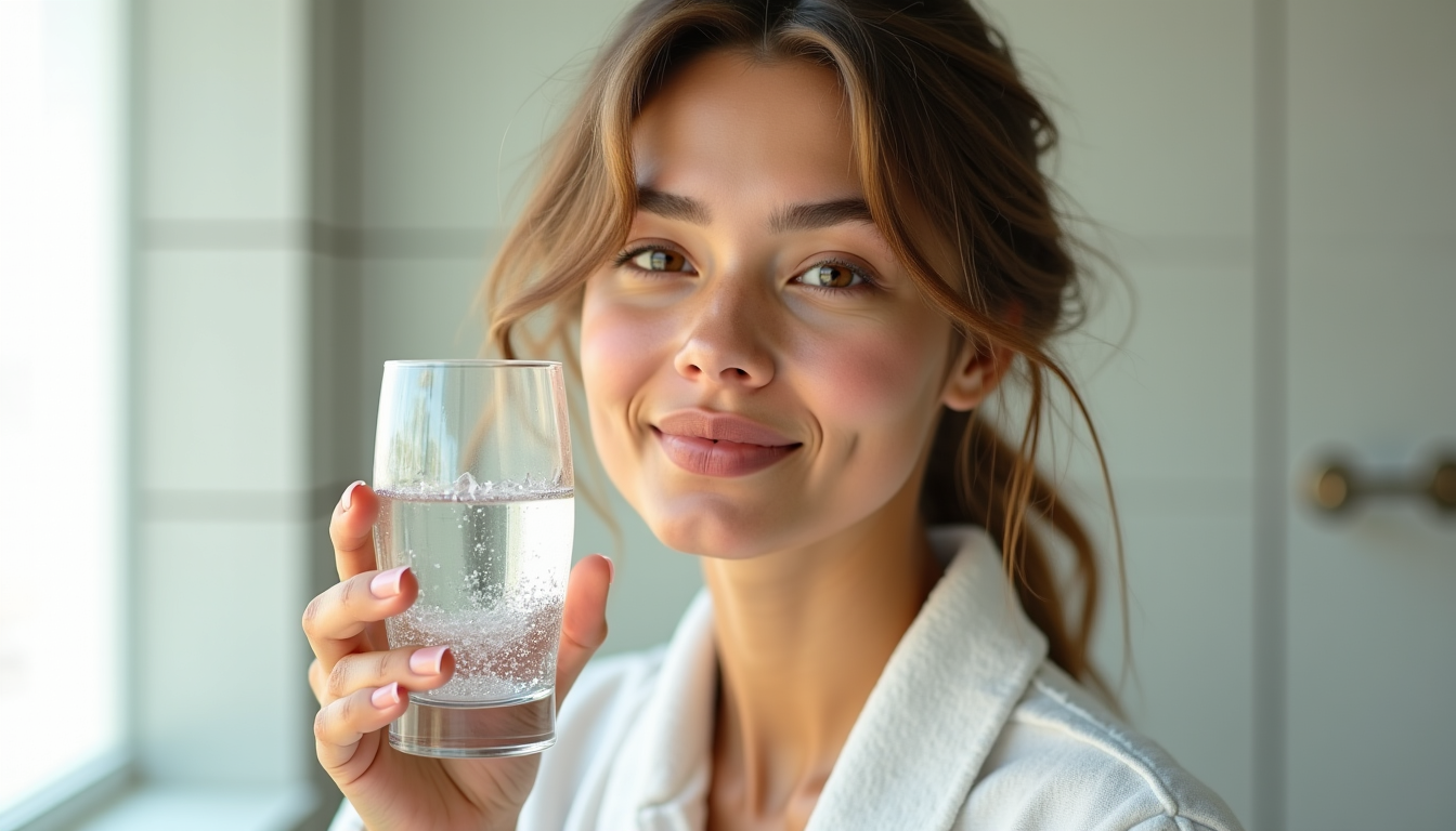 Illustration : l'hydratation est tout aussi primordiale. boire suffisamment d'eau — secrets de la beauté naturelle pour sublimer votre éclat
