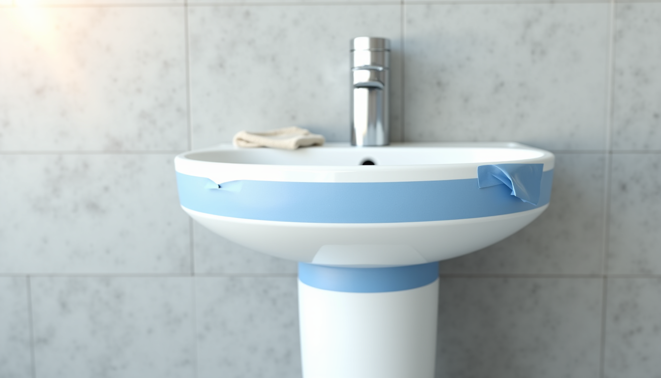 Illustration : nous vous conseillons de protéger les bords du — installer un lavabo totem en céramique : méthode en 8 étapes