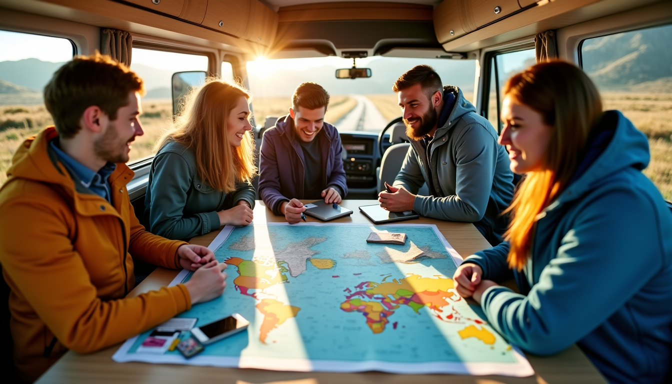 Illustration : destinations lointaines. cartes bancaires et espèces : prévoyez — organiser un road trip en camping-car : méthode en 7 étapes