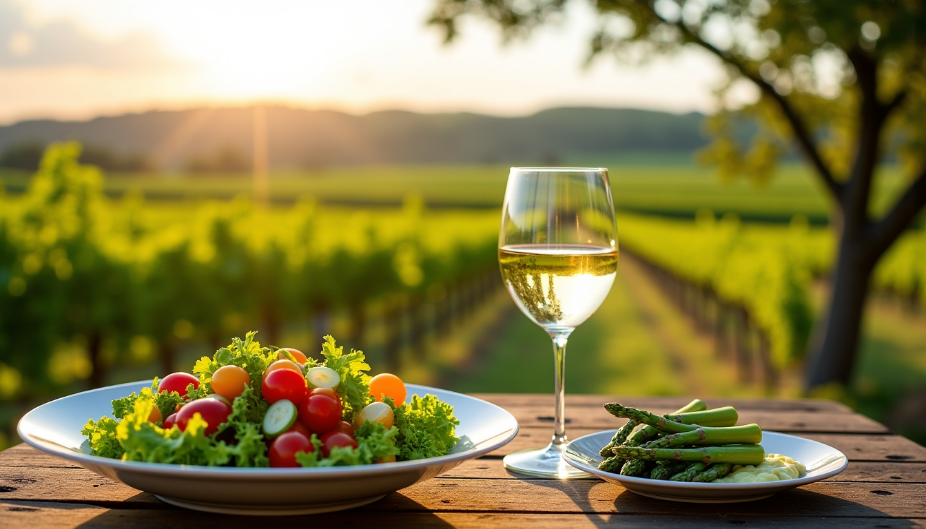 Illustration : tariens : salades composées, asperges (avec une sauce — acheter un vin de sancerre : méthode en 6 étapes du terroir au millésime