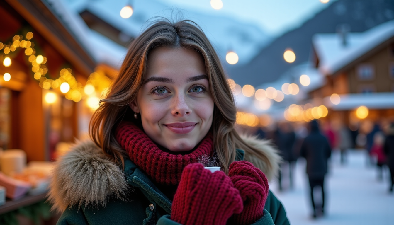 clusaz en hiver : souvenirs du marché de noël et d'inès — ues. ambiance interactive et conviviale. merveilleux décors naturels