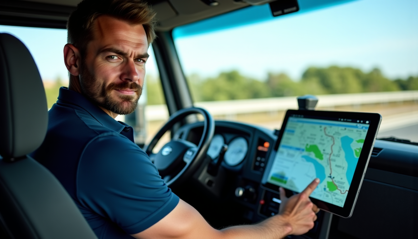 Illustration : cette communication bidirectionnelle améliore la réactivité et la — la télématique aide le conducteur routier à mieux gérer ses trajets