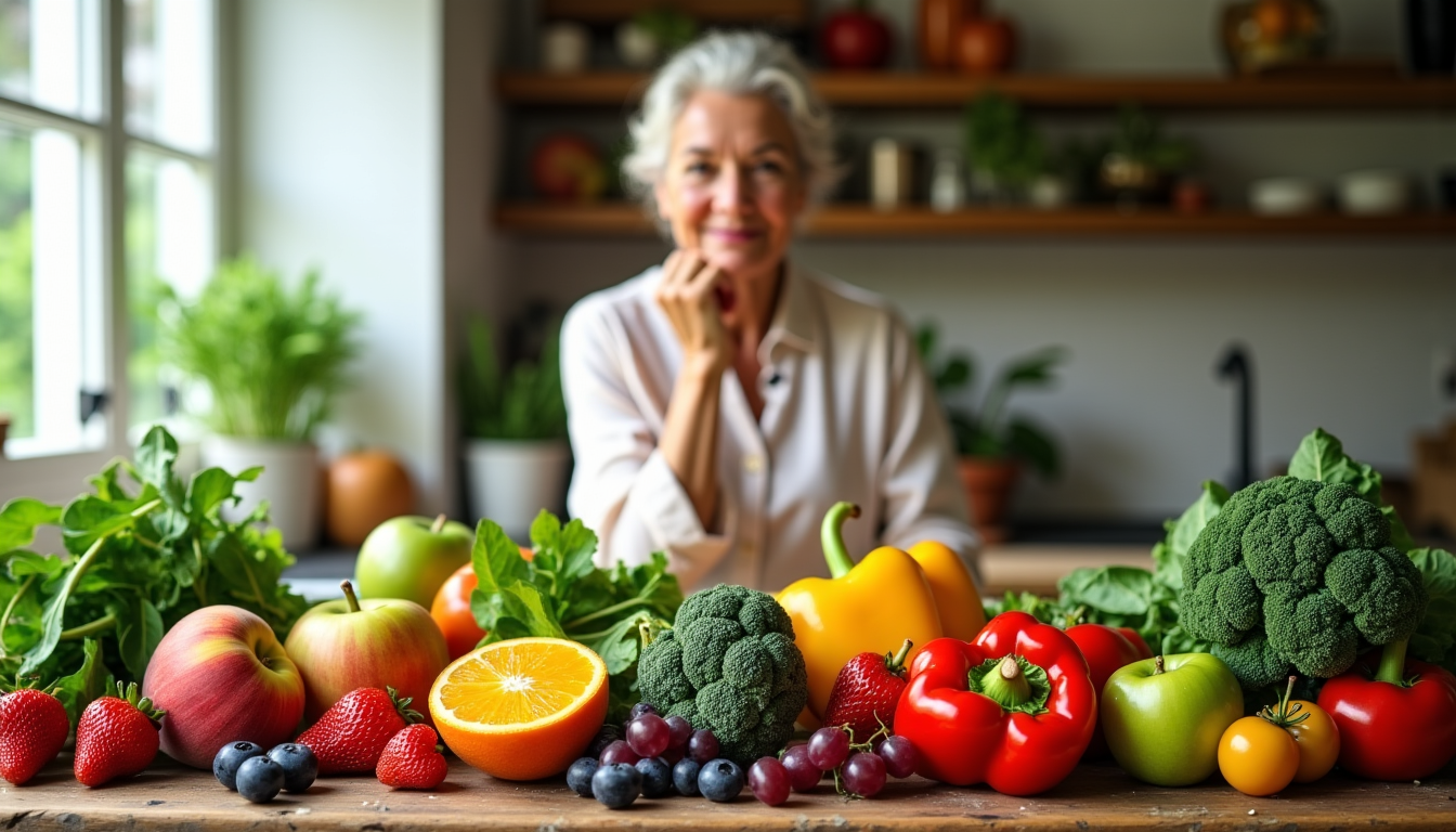 Illustration : consommez au moins cinq portions de fruits et — alimentation privilégier pendant la ménopause ?