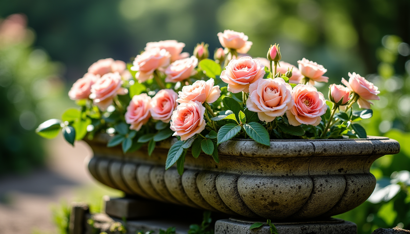 Illustration : u roses, aspect naturel relativement facile, bonne résistance — auge en pierre ancienne et réédition: trouvez le bac idéal pour votre jardin
