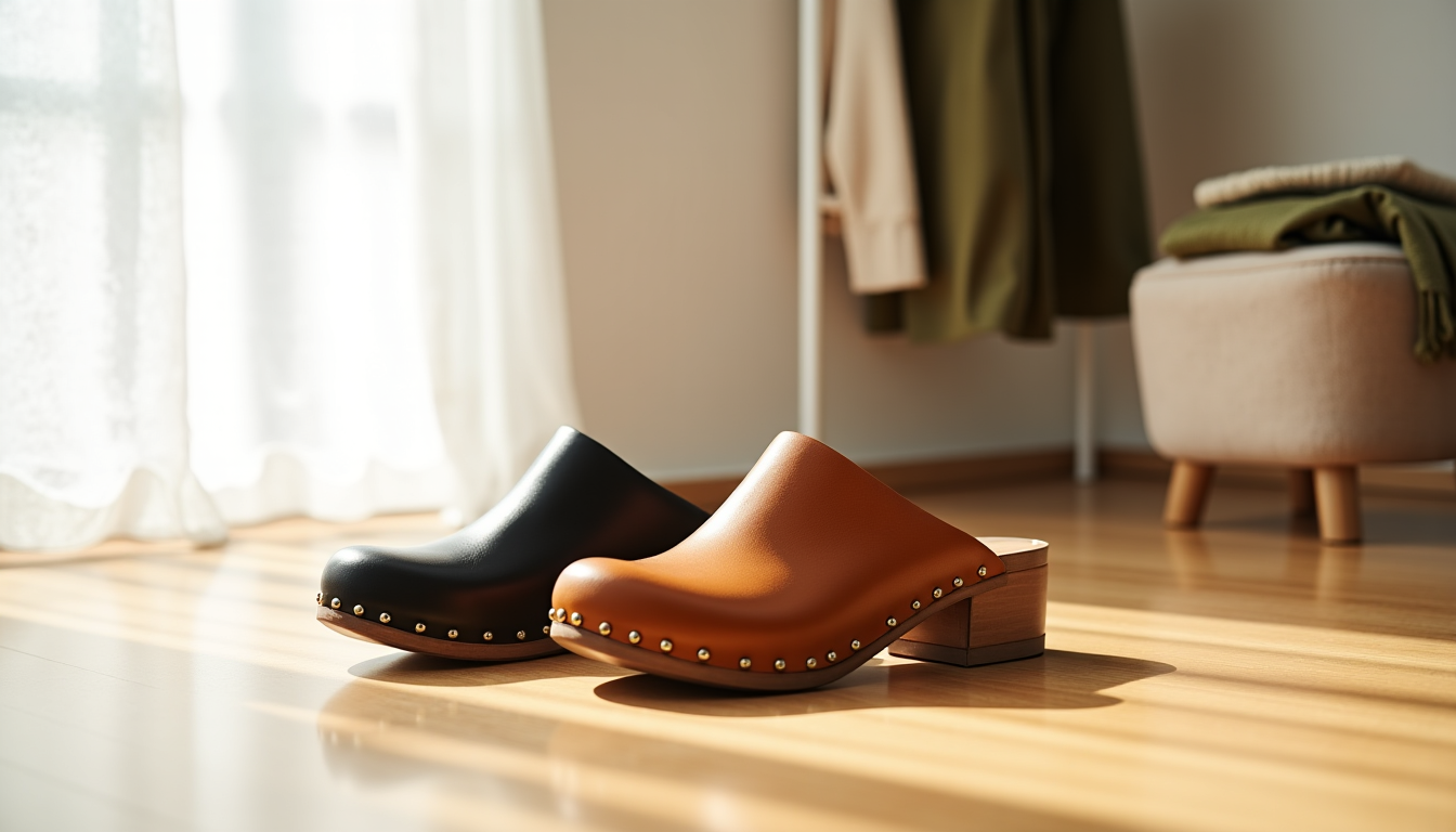 Illustration : es clous décoratifs ou un design plus épuré. — les sabots en cuir sont les chaussures incontournables de la saison ?