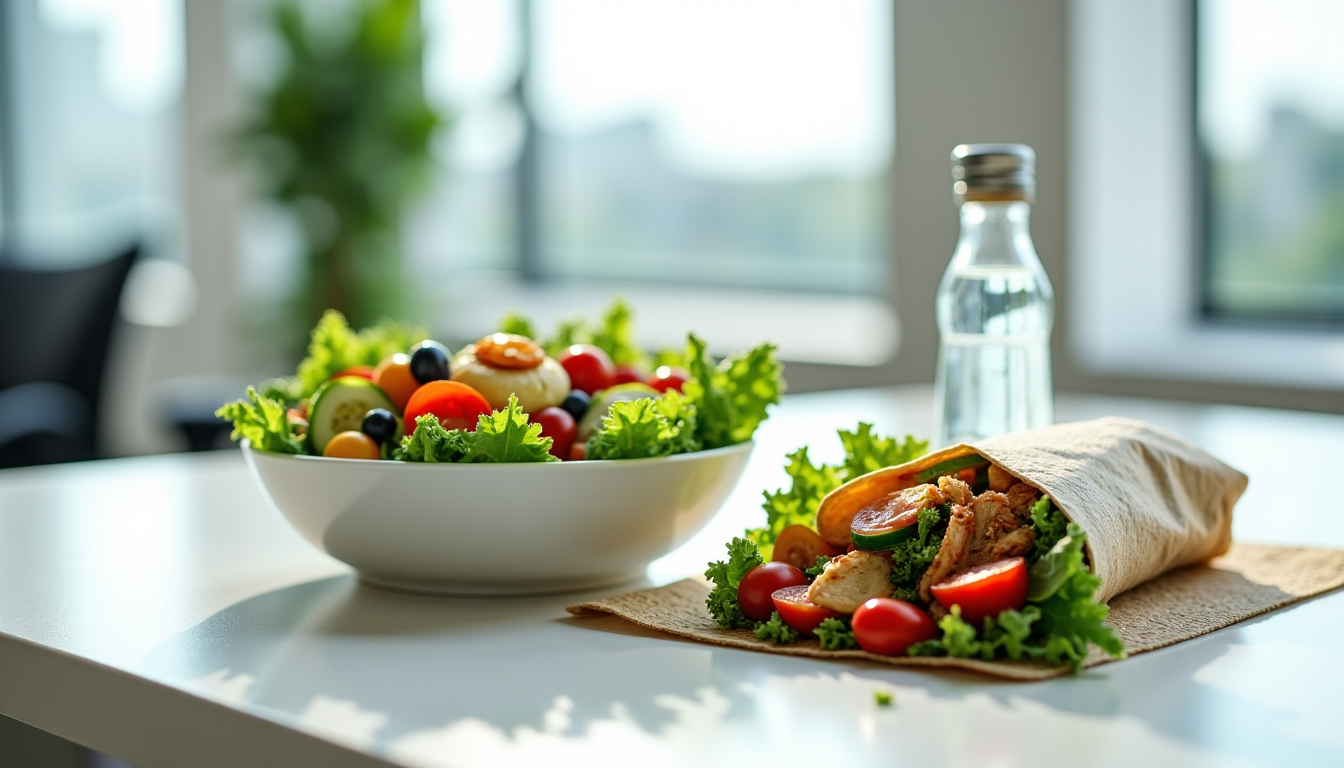 Illustration : ont parfaites pour les jours où le temps — aliments privilégier pour un déjeuner au bureau ?