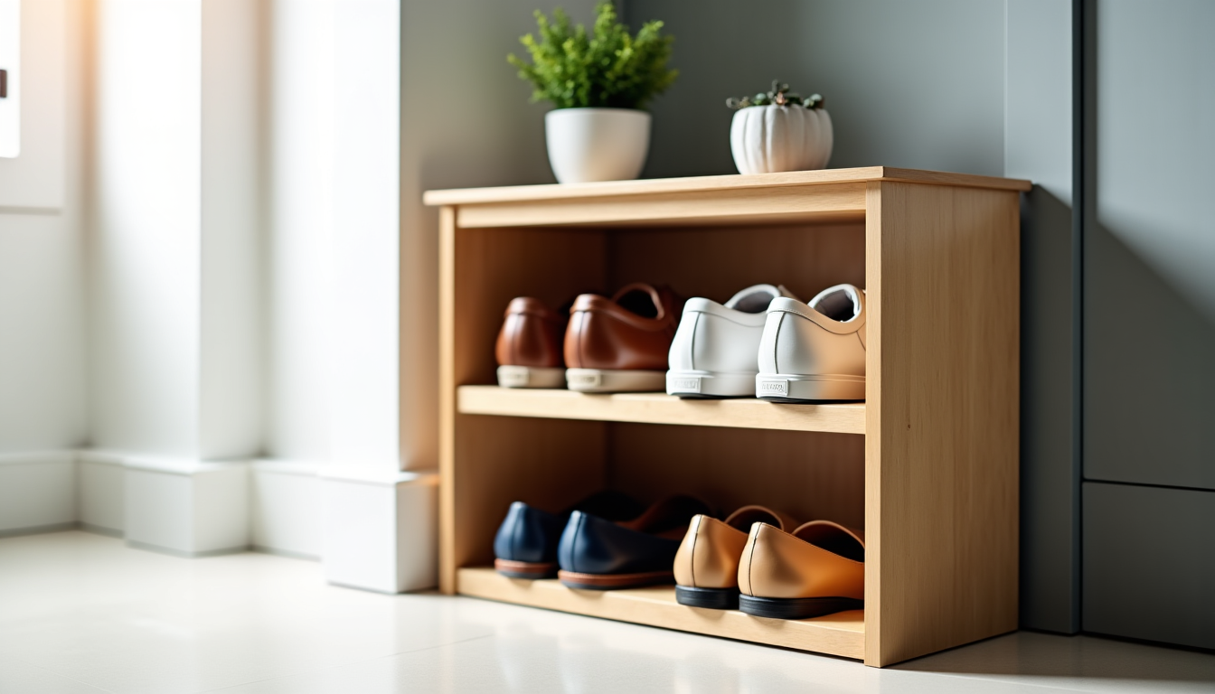 Illustration : ent utile dans les petites entrées. ces systèmes — organiser le rangement des chaussures dans l’entrée ? (maison)