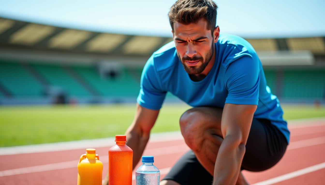 Illustration : 1,5 litre eau, boisson de récupération (électrolytes, glucides) — l'hydratation du sportif : le guide essentiel pour maintenir vos performances