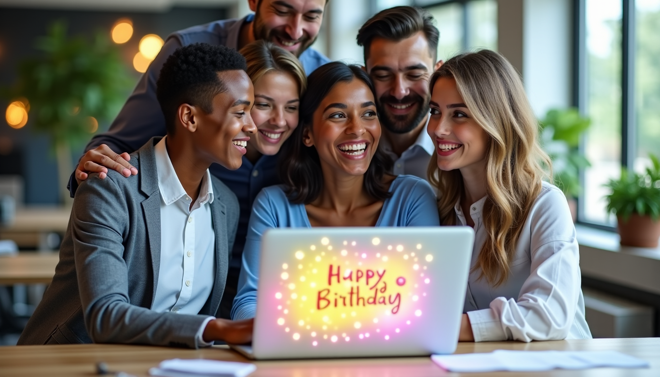 Illustration : les anniversaires sont des moments privilégiés pour montrer — rassembler les messages de toute une équipe sur une carte virtuelle ?