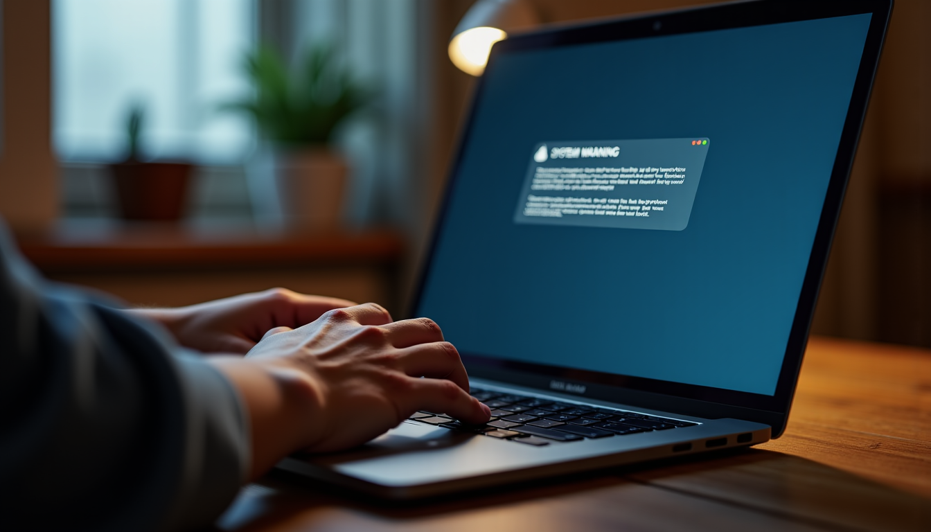 Illustration : ppareil technologique. un geste simple aujourd'hui peut vous — signes avant-coureurs d'une panne de macbook