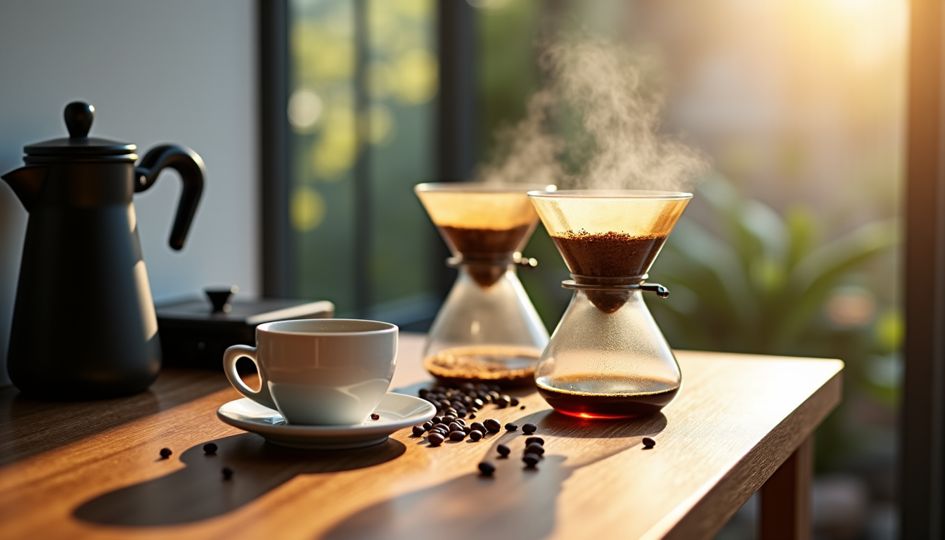Illustration : les méthodes de café filtre, comme le v60, — améliorez vos matins avec le café de spécialité français