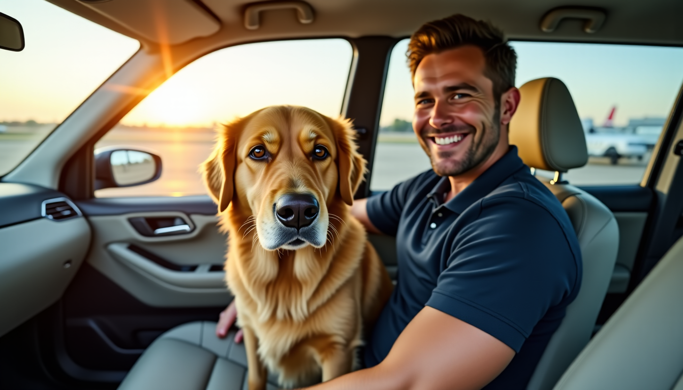 Illustration : « un voyage réussi avec son animal commence — dog taxi aéroport : solution clé en main pour voyager avec son chien