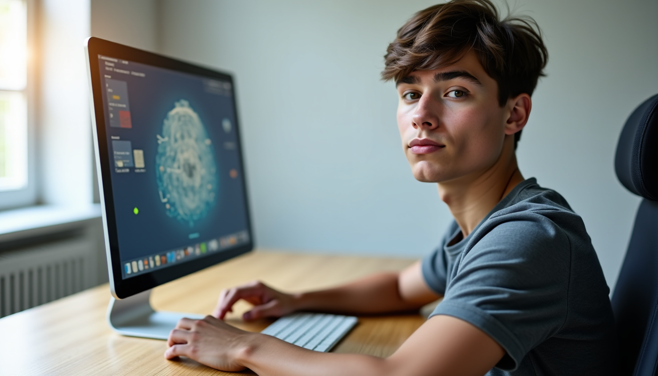 jeune homme réservant un test psychotechnique sur son ordinateur