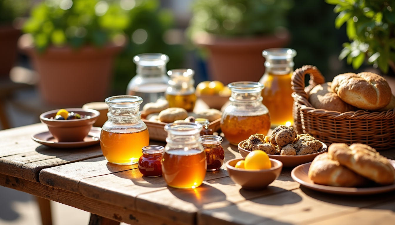 Illustration : rtisanales, miels, pâtes à tartiner, condiments eau plate — organiser un brunch avec un traiteur marseille : méthode complète en 7 étapes