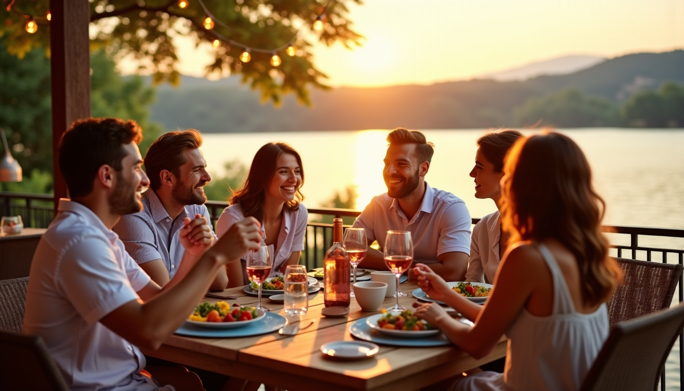 Illustration : à la détente, tout en offrant une toile — organiser un repas en terrasse avec restaurant-lacasagaia.fr : méthode en 6 étapes