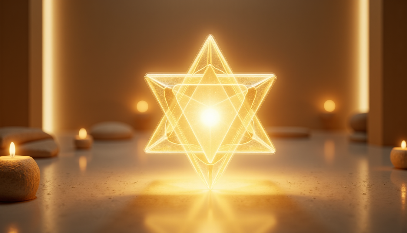 Illustration : dividu, lui permettant de rayonner une énergie positive — merkaba : le symbole sacré d’équilibre et de protection