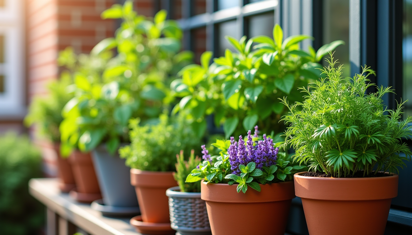 Illustration : herbes aromatiques en pot adapt&eacute; aux contraintes de &mdash; am&eacute;nagement paysager : comment cr&eacute;er un jardin adapt&eacute; &agrave; son terrain ?