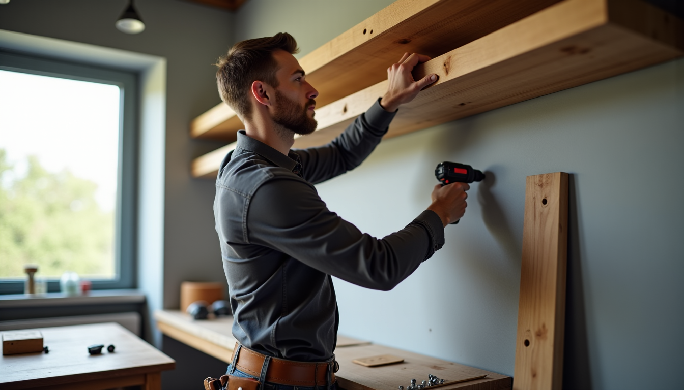 Illustration : se (sans percussion) vis à bois, tirefonds moyenne — astuces de pro pour fixer une grande étagère murale