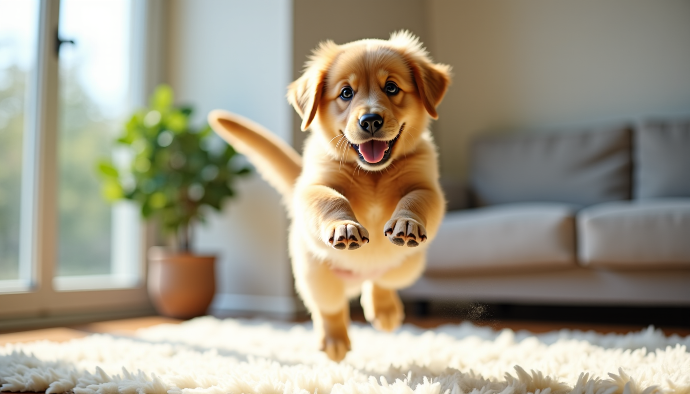 Illustration : d'autres comportements indésirables peuvent apparaître, comme sauter sur — éduquer un golden retriever chiot: les bases à mettre en place