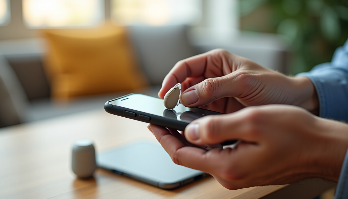 Illustration : pour la connexion à un téléviseur, un accessoire — appareil auditif bluetooth : comment connecter ses prothèses à son smartphone ?