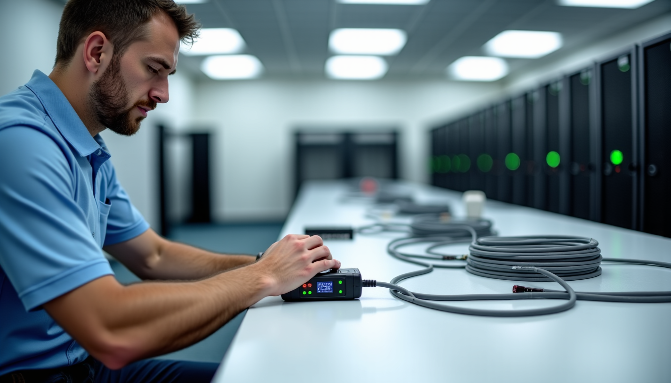 Illustration : après le sertissage, chaque câble doit être testé. — créez une installation propre en câble réseau informatique
