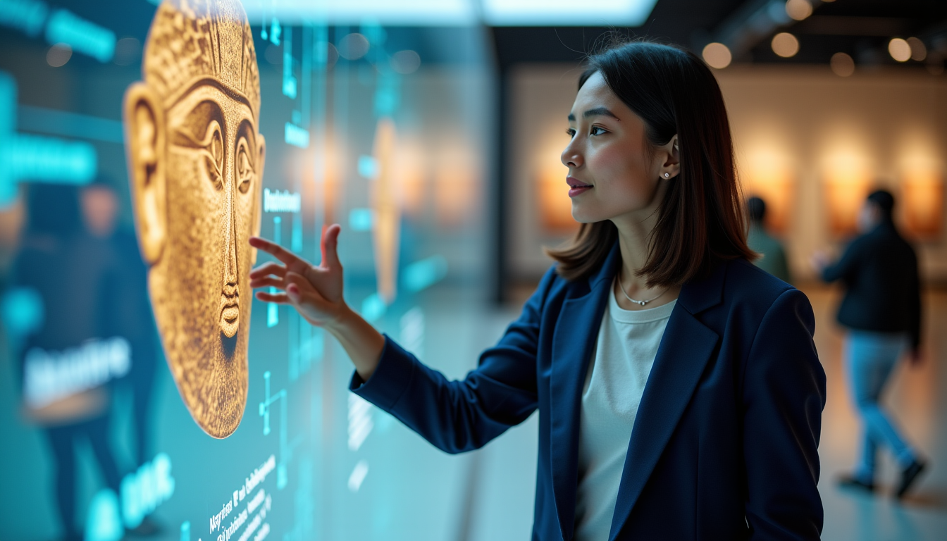 Illustration : le futur des visites culturelles est sans aucun — rendre votre parcours immersif avec les écrans interactifs pour les musées et l'ia