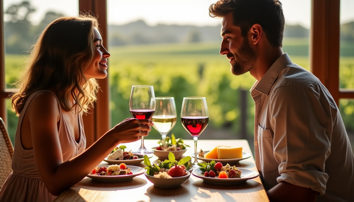 Illustration : certaines dégustations sont accompagnées d'accords mets et vins, — activités prévoir pendant une lune de miel ?
