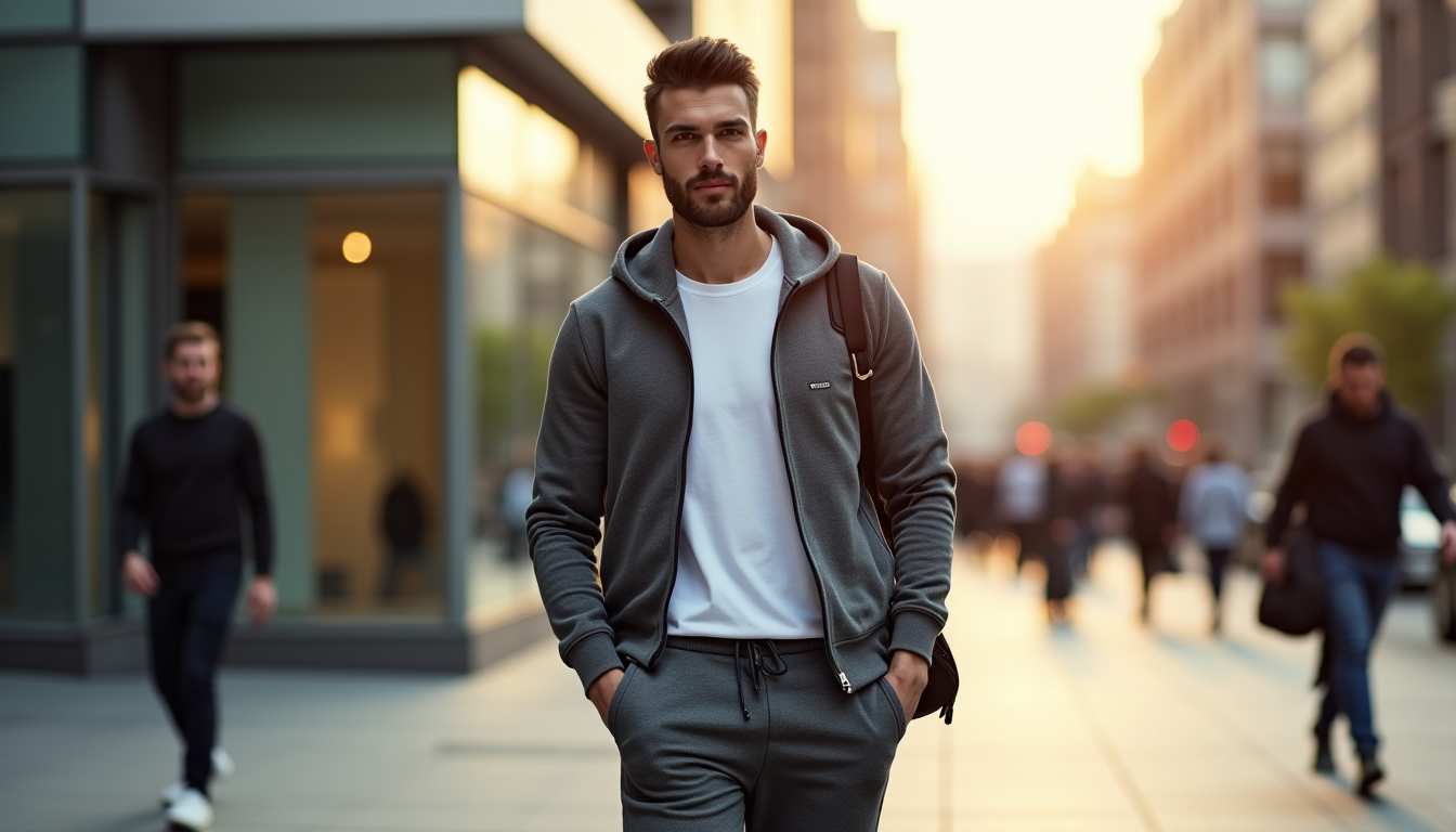 Illustration : cette association demande une certaine audace, mais le — jogging homme, comment le porter en dehors de la maison