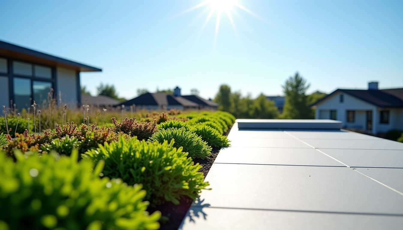 Illustration : pour les toitures terrasses, l'installation d'une toiture végétalisée — protéger une maison contre les fortes chaleurs ?