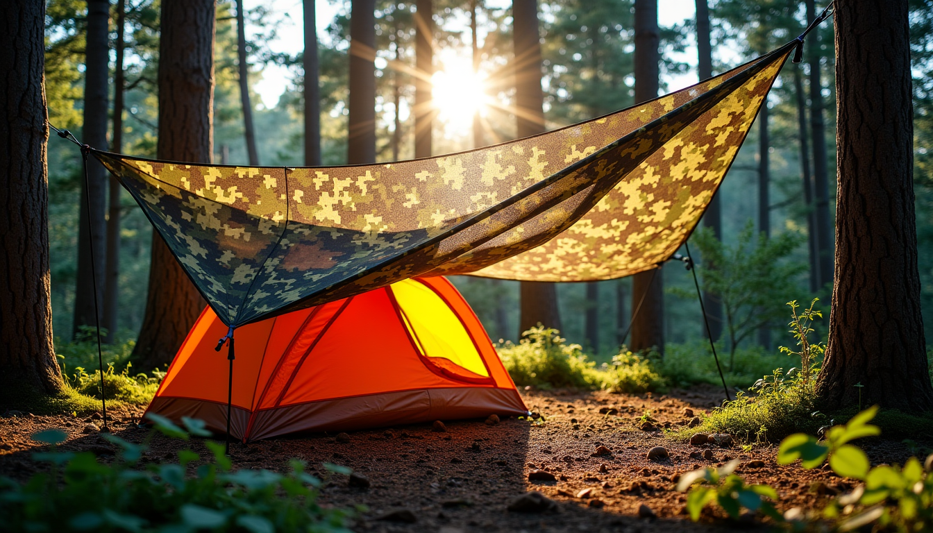 usages civils des toiles de camouflage — pour les campeurs, un filet de camouflage peut