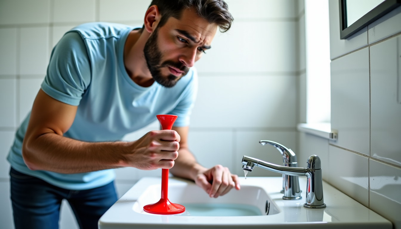 Déboucher vos canalisations à Genappe : méthode complète en 6 étapes Illustration : rez la ventouse pour vérifier si l'eau s'écoule. — déboucher vos canalisations à genappe : méthode complète en 6 étapes