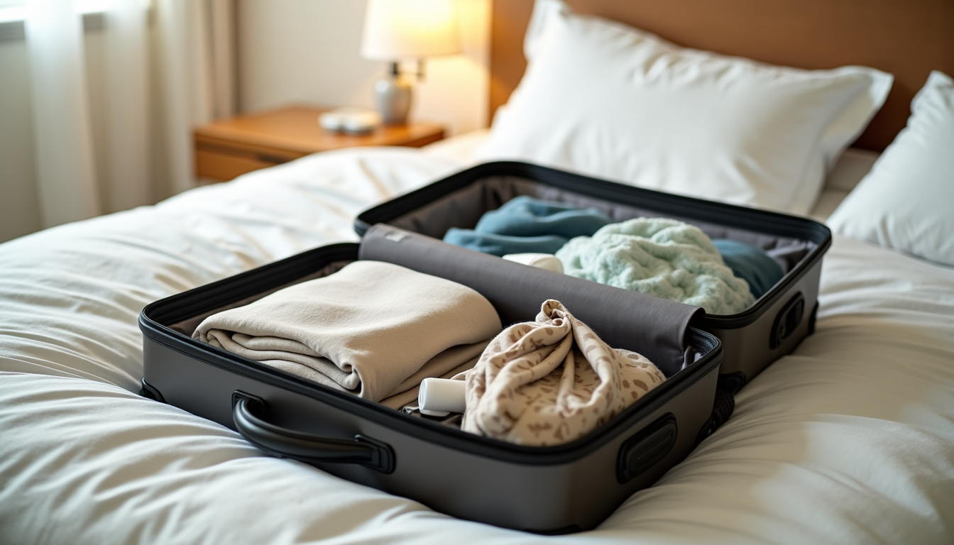 Illustration : une fois que vous avez sélectionné vos affaires, — voyager léger sans rien oublier : la méthode simple pour optimiser sa valise