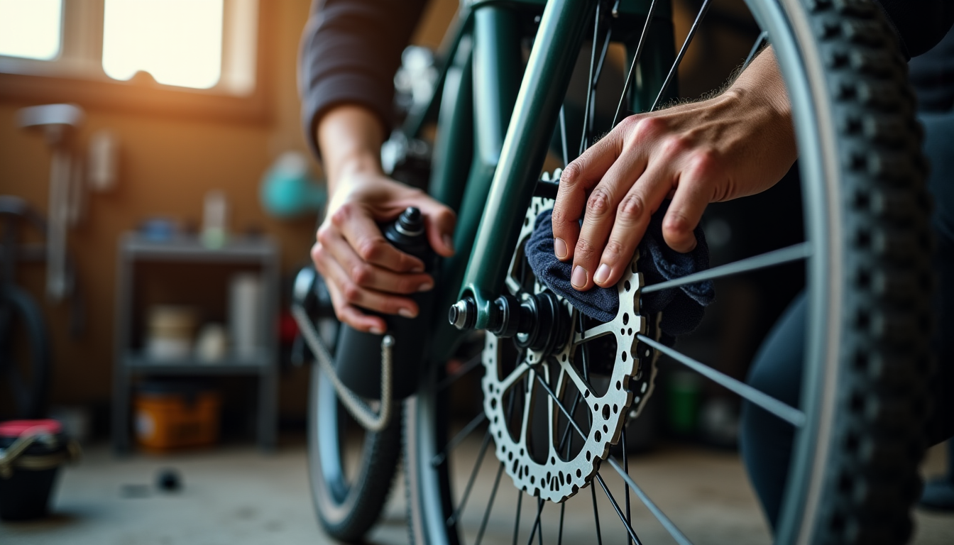préparer son vélo pour un voyage bikepacking : révision complète — un nettoyage régulier des disques avec un produit