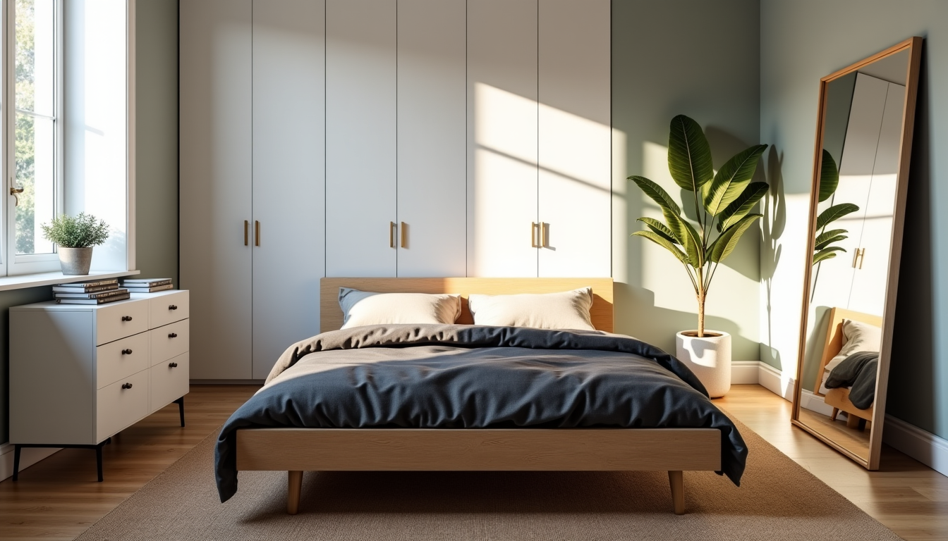 Illustration : une fois les meubles principaux en place, les — budget complet pour meubler une chambre : du cadre de lit aux rangements