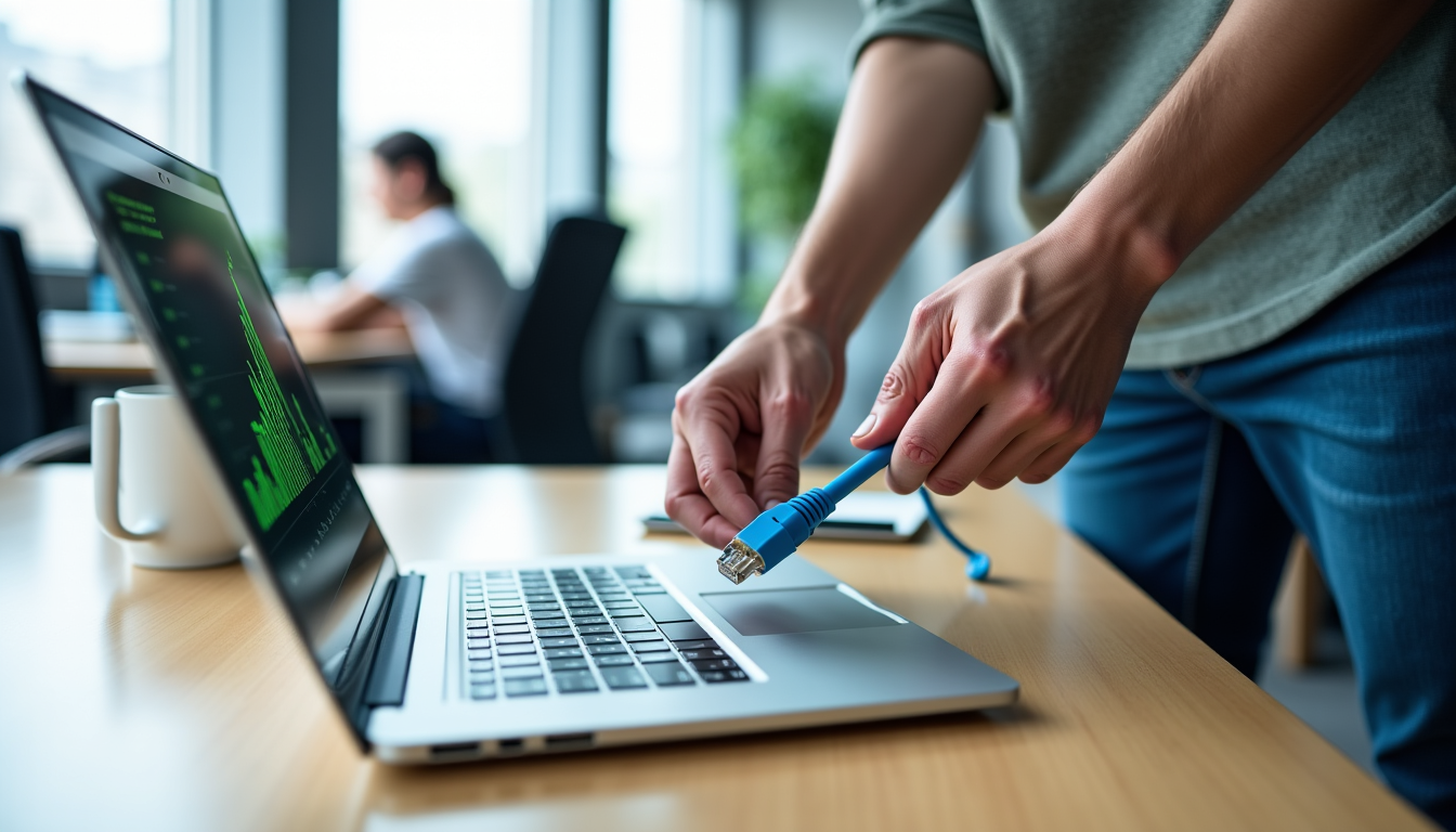 Illustration : la performance d'un réseau ethernet dépend en grande — passer au câble ethernet en bureau : gains réels de performance